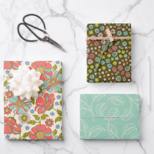 Papier plat Retro Rose & Aqua