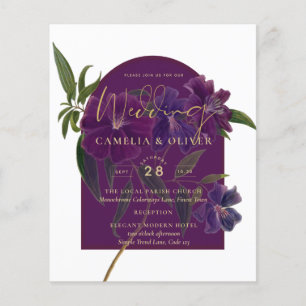 Papier Plum d'aubergine Purple Floral Forêt Mariage vert
