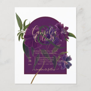 Papier Plum d'aubergine Purple Floral Forêt Mariage vert