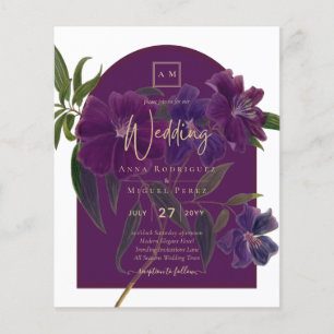 Papier Plum d'aubergine Purple Floral Forêt Mariage vert