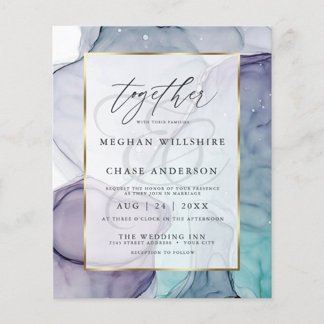 Papier Plum Mariage abordable et encre Abstraite Turquois (Devant)