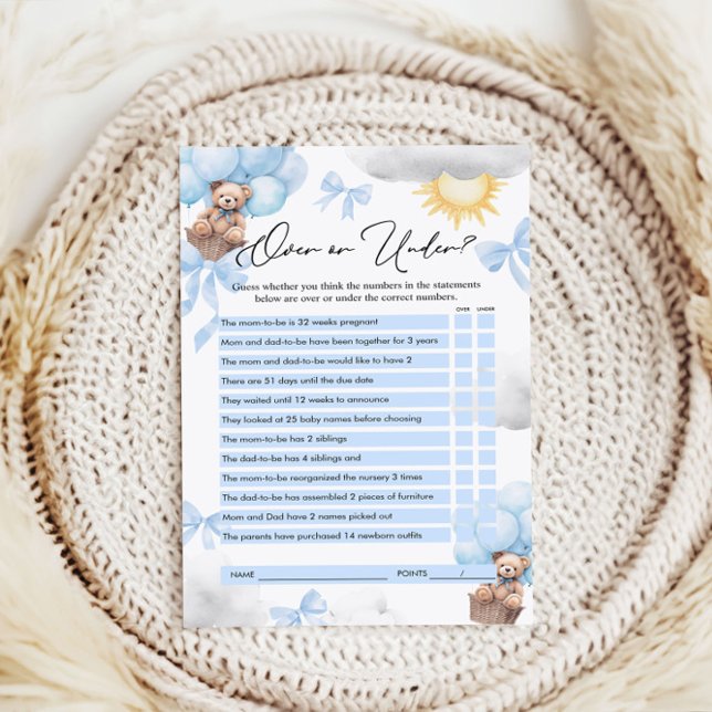Papier Plus ou moins de jeu, Baby shower d'ours jeu (Créateur téléchargé)