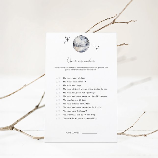 Papier Plus Ou Moins Disco Ball Fête des mariées Jeu (Créateur téléchargé)