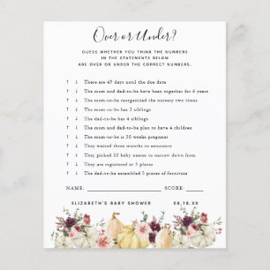 Papier Plus ou moins Jeu Baby shower
