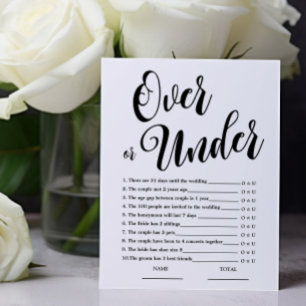 Papier Plus ou Moins Jeu de Baby Shower Mariée Simple