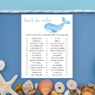 Papier Plutôt que - jeu de baby shower baleine