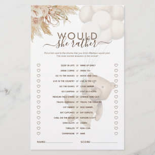 Papier Plutôt Teddy Bear Baby shower Jeu