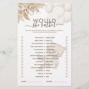 Papier Plutôt Teddy Bear Baby shower Jeu