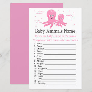 Papier Poctopus rose Bébé Animaux Nom Jeu