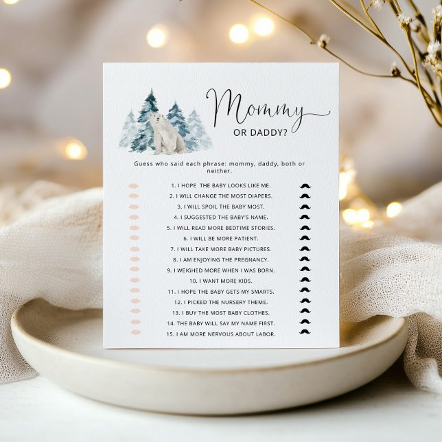 Papier Polar ours maman ou papa jeu de baby shower (Créateur téléchargé)