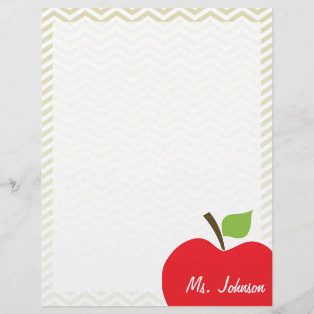 Papier Pomme sur Chevron Beige ; zig zag (Devant)