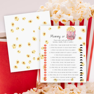 Papier Popcorn baby shower maman ou papa jeu