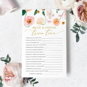 Papier Poppies Fleurs Trivia Jeu Pour Mariée Et Groom
