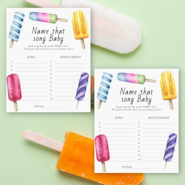 Papier Popsicle baby shower Nom de cette chanson bébé jeu (Créateur téléchargé)