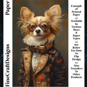 Papier Portrait de chien Papillon fantaisiste et amusant 