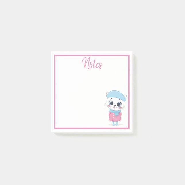 Papier Post-it Chaton Blanc Hiver (Devant)