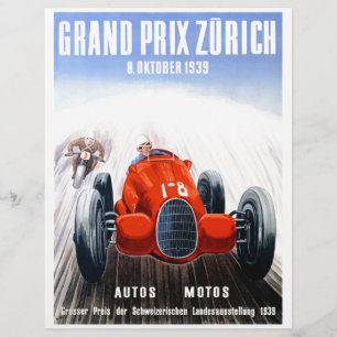 Papier Poster du Grand Prix de Zurich 1939