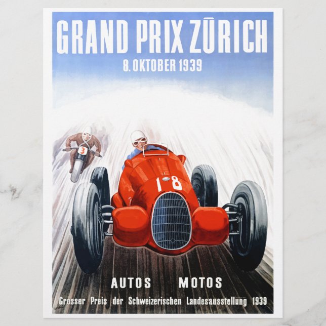 Papier Poster du Grand Prix de Zurich 1939 (Devant)