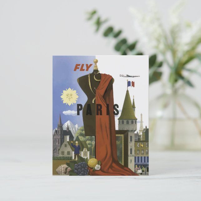 Papier Poster du Vintage voyage Fly Paris France (Debout devant)