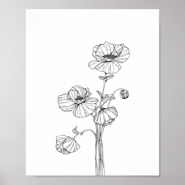 Papier Poster Minimaliste Fleur (Matte) (Devant)