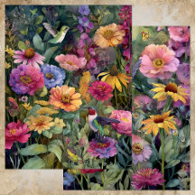 PAPIER POUR ALBUM OISEAU-MOUCHE VIBRANT JARDIN