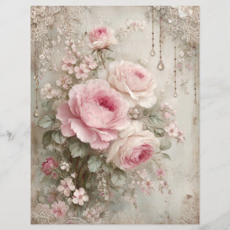 Papier pour scrapbook de roses roses vintage