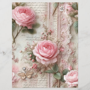 Papier pour scrapbooking journal vintage Roses ros