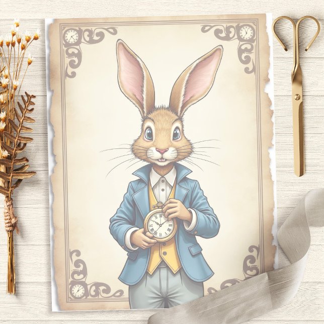 Papier pour scrapbooking Montre de poche du Lapin  (Créateur téléchargé)