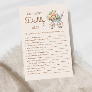 Papier Poussette Vintage Bébé Qui connaît le mieux Papa J