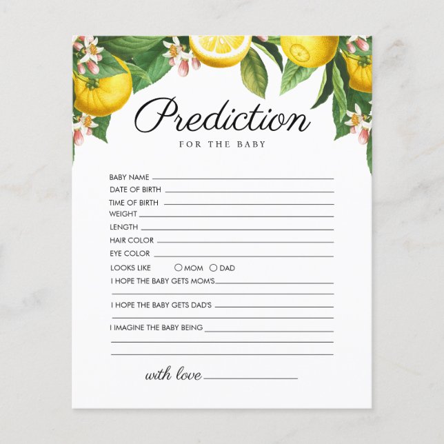 Papier Prédiction de citron agrume pour jeu de bébé (Devant)