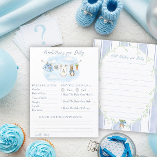 Papier Prédiction de la Baby Shower de la corde à linge d