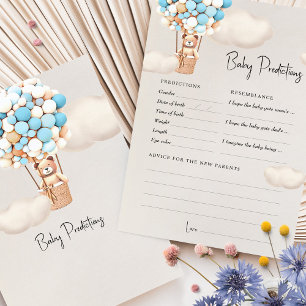 Papier Prédictions Baby shower Jeu Conseil Ours Ballons