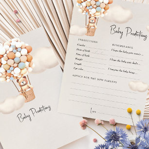 Papier Prédictions Baby shower Jeu Conseil Ours Ballons