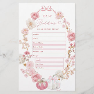 Papier Prédictions de bébé Citrouille blanc et rose