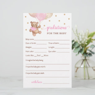 Papier Prédictions de bébé pour l'ours en peluche de la B