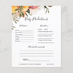 Papier Prédictions des bébés Jeu Baby shower