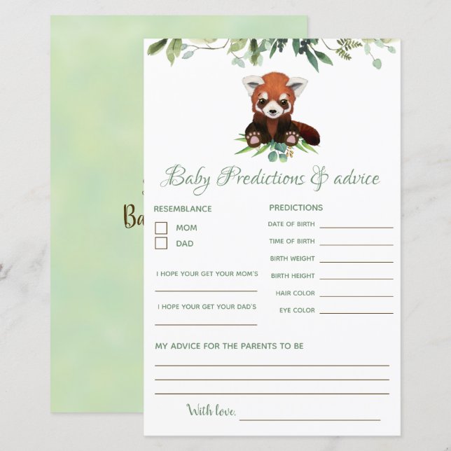 Papier Prédictions et conseils Jeux de Baby shower Red Pa (Devant / Derrière)