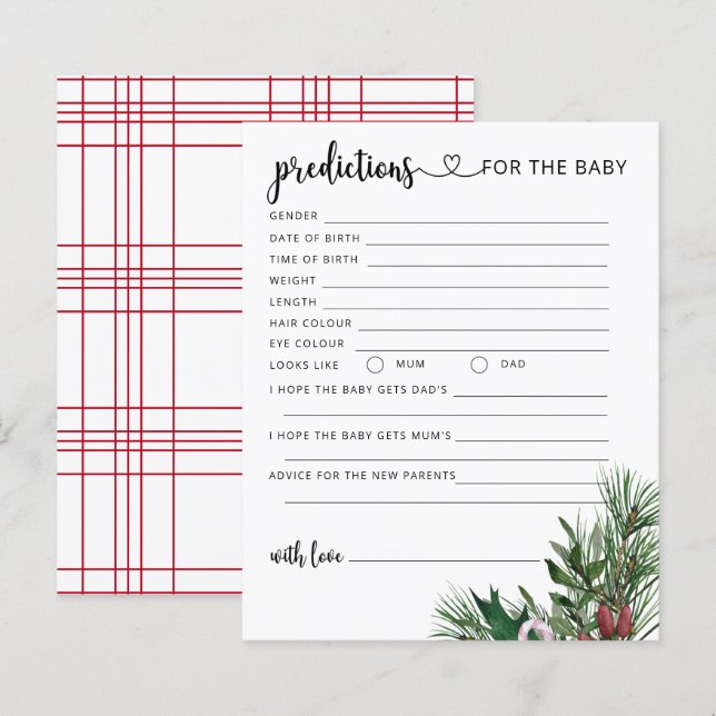Papier Prédictions et conseils pour bébé à feuillage pers (Devant / Derrière)
