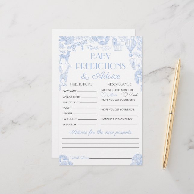 Papier Prédictions et conseils pour bébé Baby shower de g (Devant/Arrière en situation)