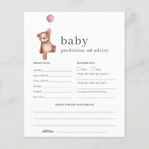 Papier Prédictions et conseils pour bébé Baby shower Jeu