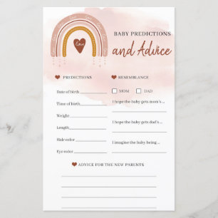 Papier Prédictions et conseils pour bébé bleu rose arc-en