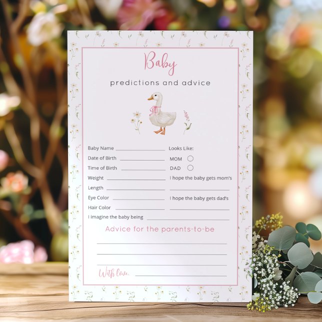Papier Prédictions et conseils pour bébé fille Silly Goos (Créateur téléchargé)