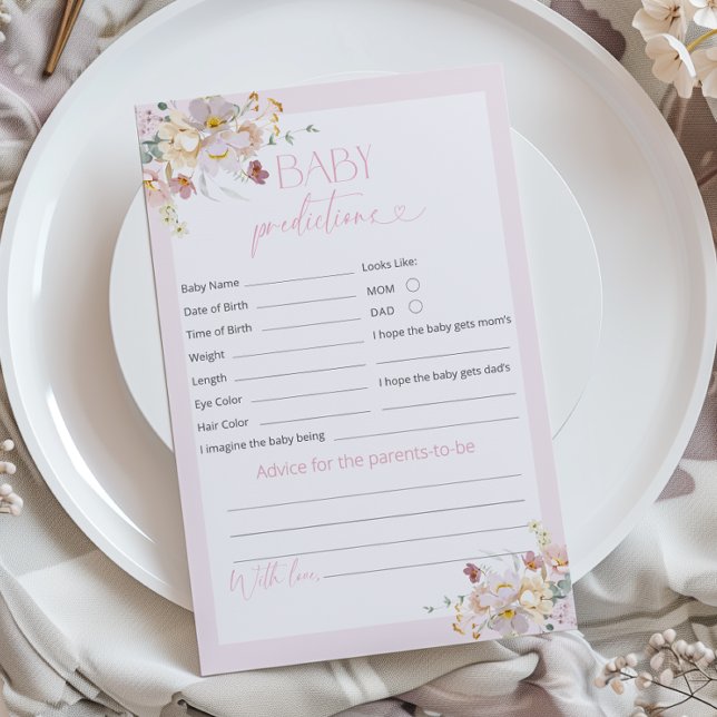 Papier Prédictions et conseils pour bébé floral rose pâle (Créateur téléchargé)