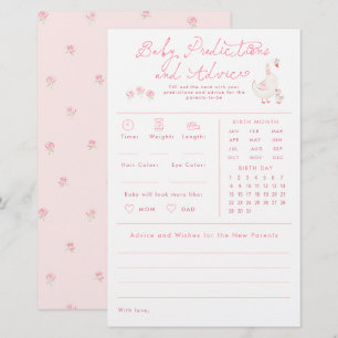 Papier Prédictions et conseils pour bébé Jeu de baby show