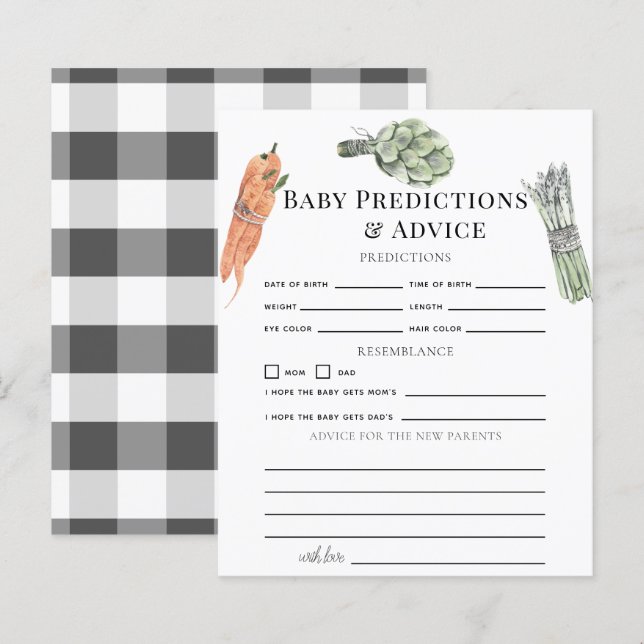 Papier Prédictions et Conseils pour Bébé Légumes (Devant / Derrière)