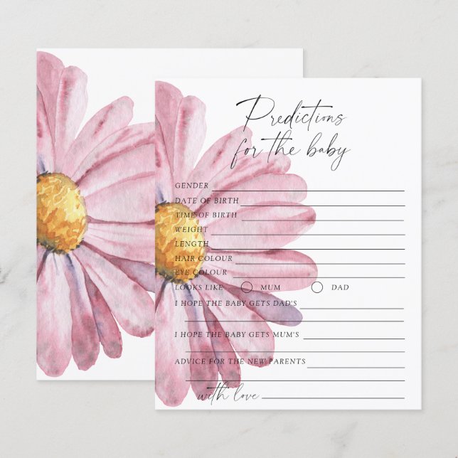 Papier Prédictions et conseils pour bébé - marguerite (Devant / Derrière)