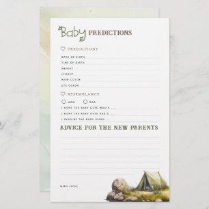 Papier Prédictions et conseils pour bébés Jeu du camping