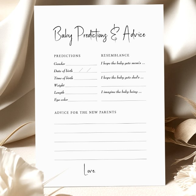Papier Prédictions et Conseils pour le Jeu de Baby Shower (Créateur téléchargé)
