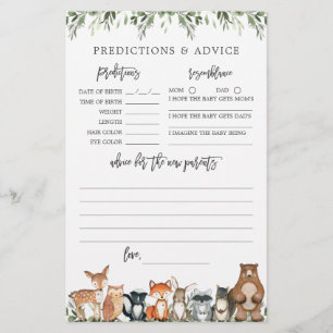 Papier Prédictions et conseils sur le Baby shower des boi