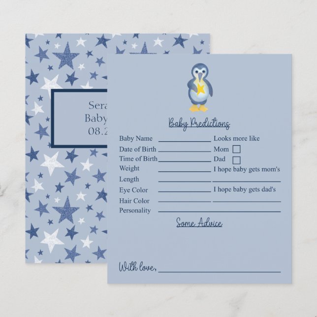 Papier Prédictions Et Conseils Sur Le Baby shower Du Ping (Devant / Derrière)